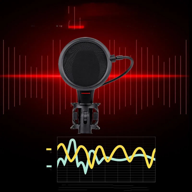 Black USB wired broadcast desktop microphone for gaming anchors and live karaoke