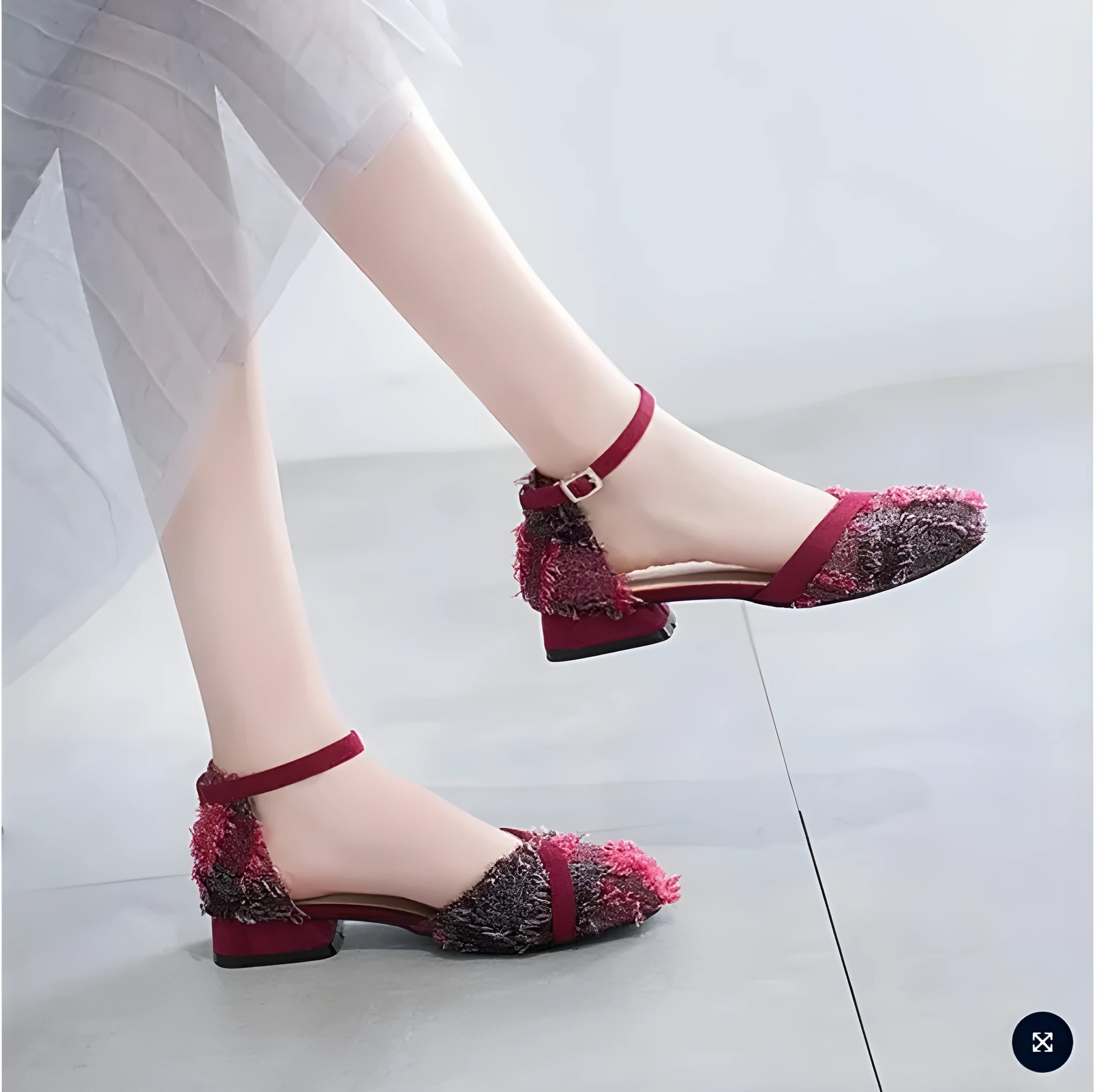 Womens apricot suede flats with ankle strap and low heel in Dorsay style