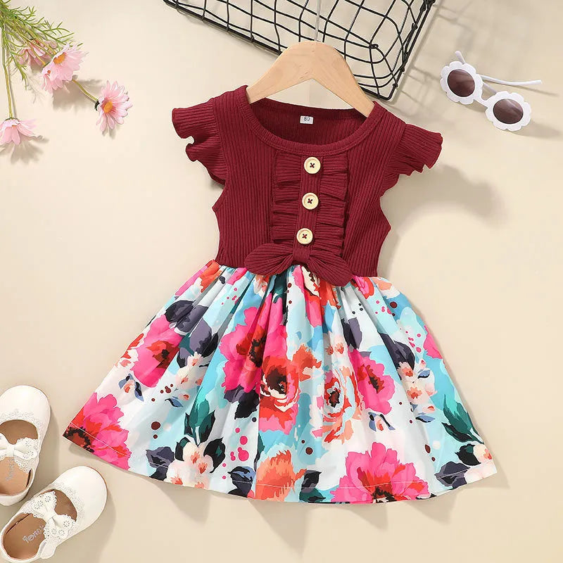 Sleeveless cotton blend summer dress for toddler girl in green colour, size 100cm.
