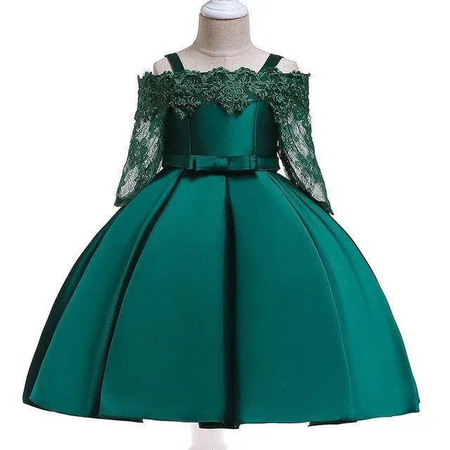 Girls lace detail dress in polyester fabric available in sizes 3T to 10T and five colours.