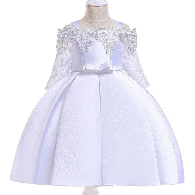 Girls lace detail dress in polyester fabric available in sizes 3T to 10T and five colours.