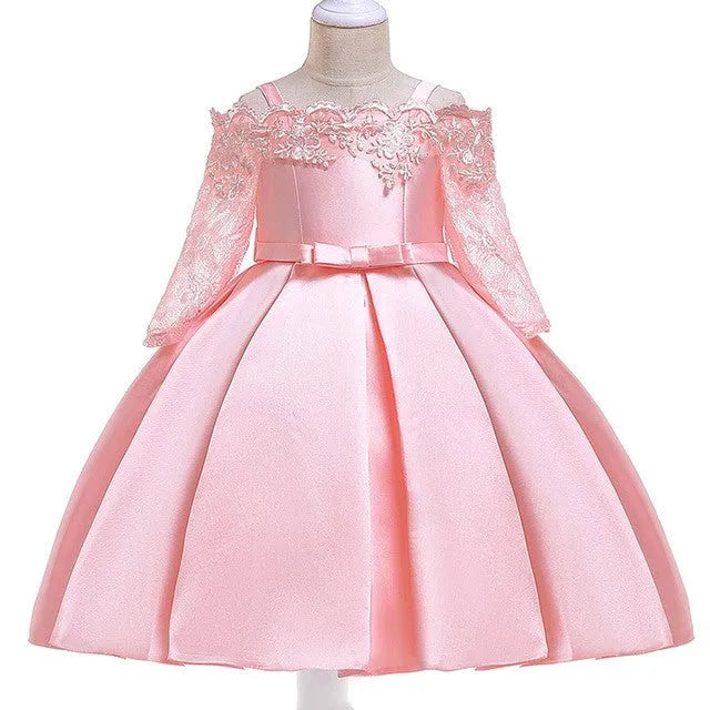 Girls lace detail dress in polyester fabric available in sizes 3T to 10T and five colours.