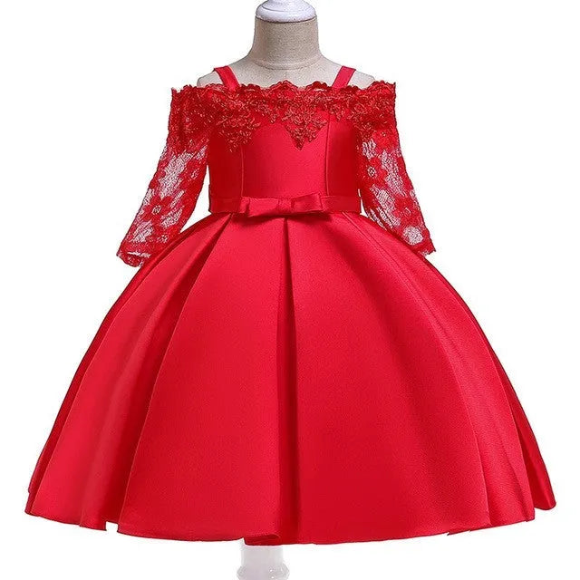 Girls lace detail dress in polyester fabric available in sizes 3T to 10T and five colours.