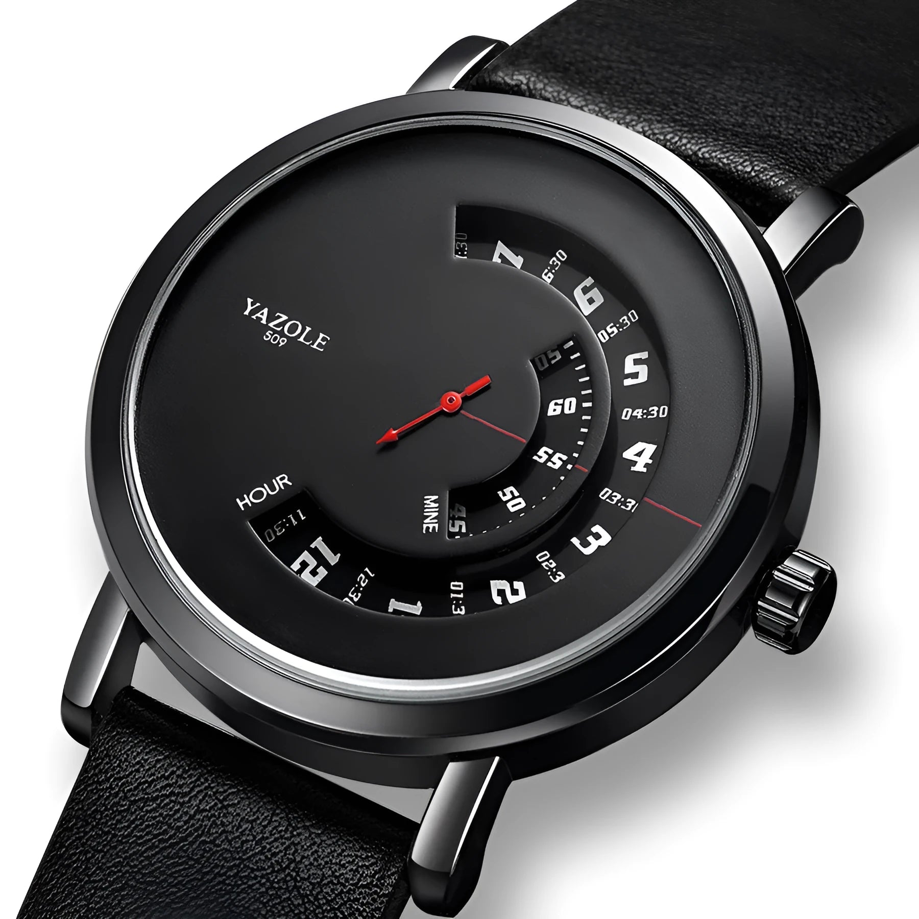 Men's waterproof quartz watch with metal case, mineral glass, and pin buckle clasp