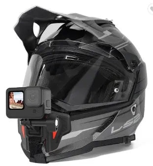 Black universal motorcycle helmet chin strap mount for action cameras with stainless steel hardware