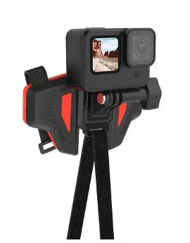 Black universal motorcycle helmet chin strap mount for action cameras with stainless steel hardware