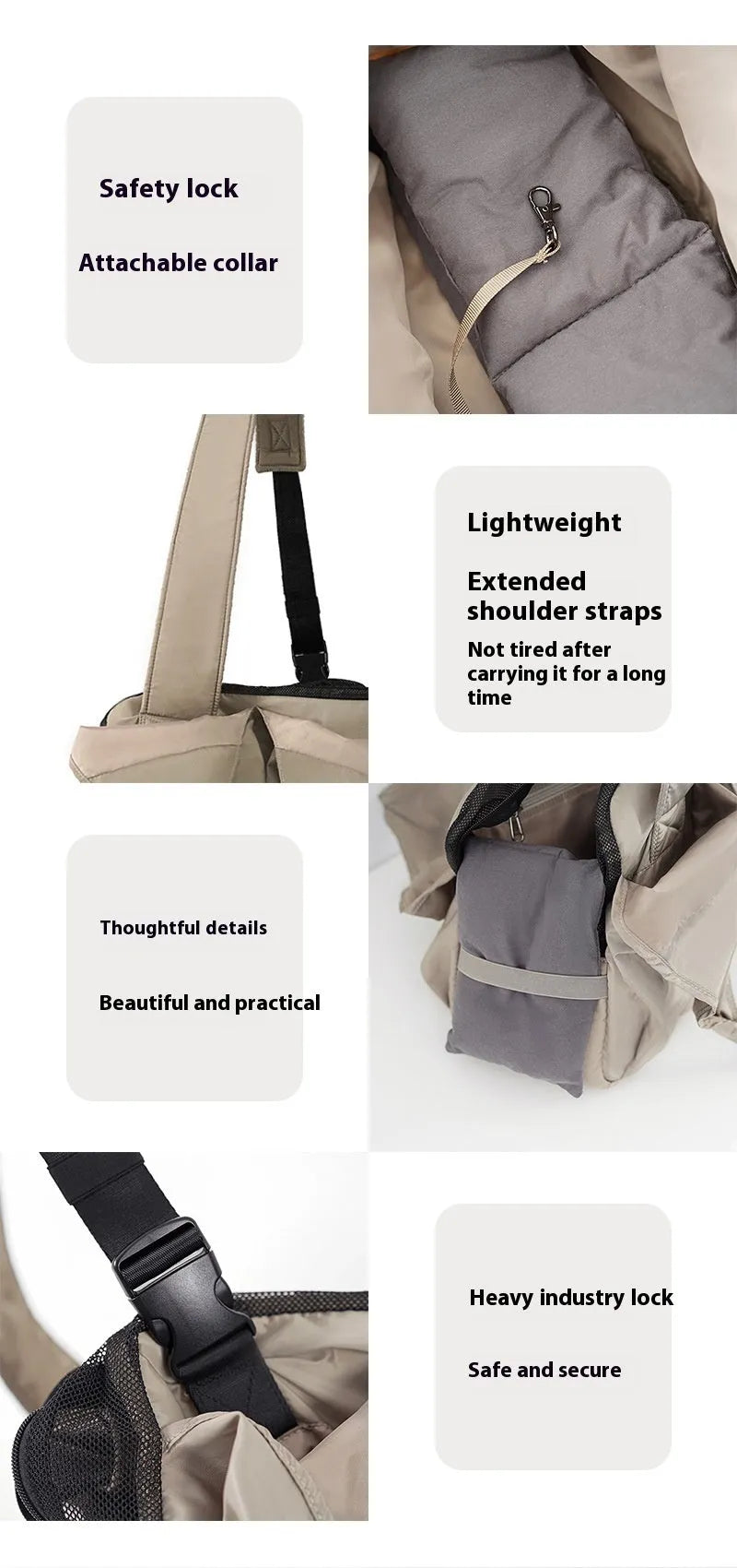 Apricot cloth pet carrier handbag with breathable construction for summer outdoor transport