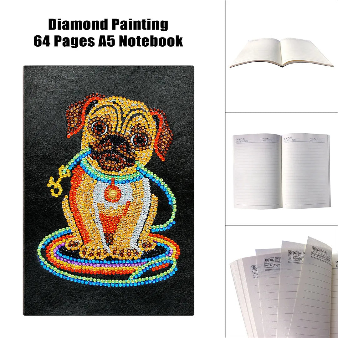 Black A5 diamond painting notebook with 50 pages for craft project organisation
