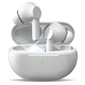Pro4 black and white Bluetooth earbuds with charging case on a dark background.