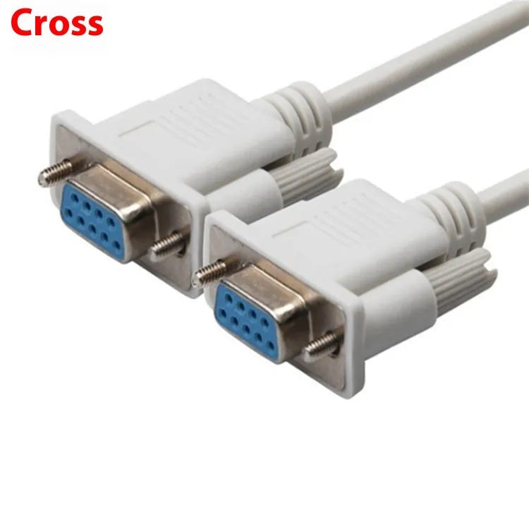 Female to female RS232 serial cable with DB9 connectors and 1.5m milky white cable