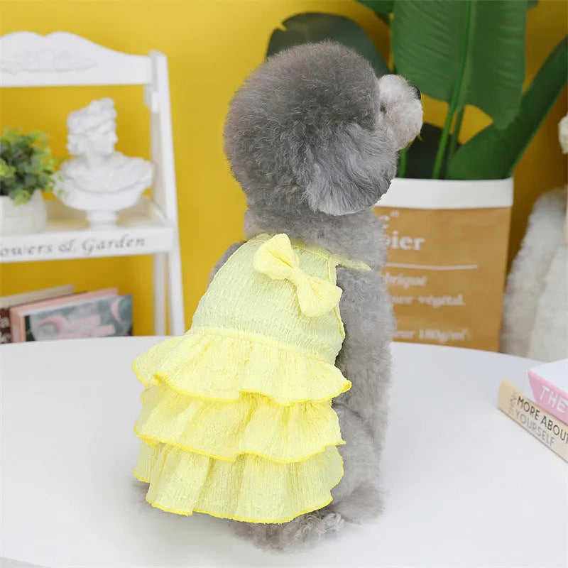 Candy layered skirt princess dress for small dogs in polyester fabric