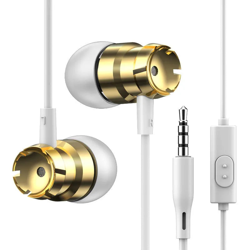 Metal turbo in-ear headphones with microphone and 3.5mm plug in various colours