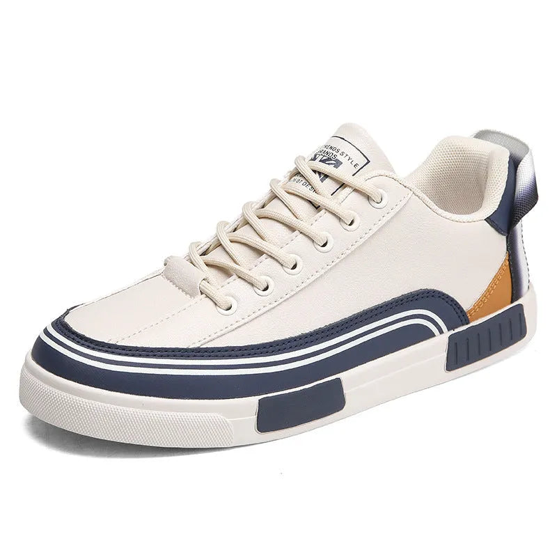 Men's canvas casual shoes with mesh panels in beige, white and green colour combination