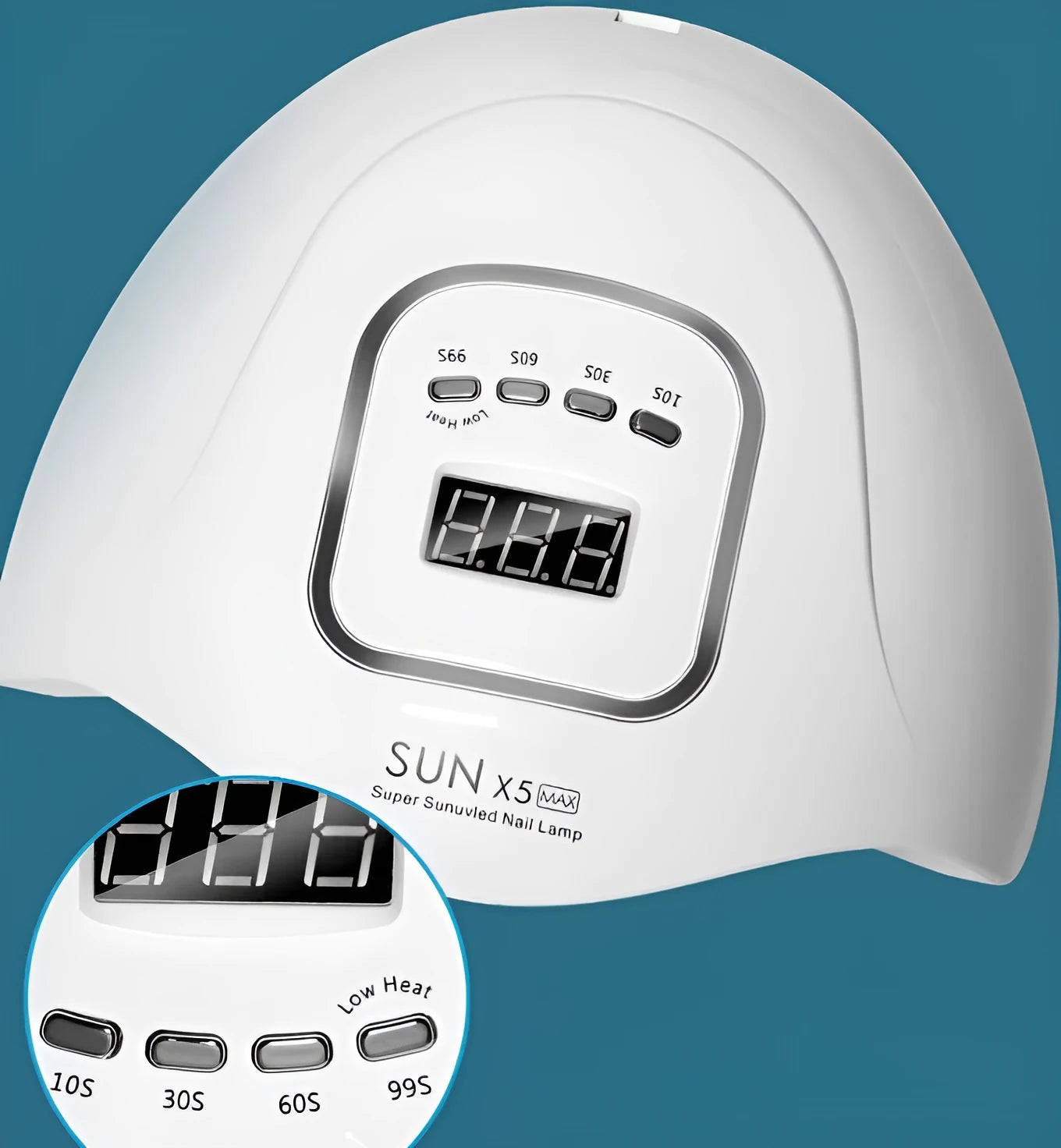 White nail polish dryer lamp with UV and LED dual light source for gel manicures
