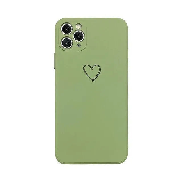 Silicone TPU phone case for Apple iPhone in solid colours black, green, pink, purple, red, white, grey, light green.