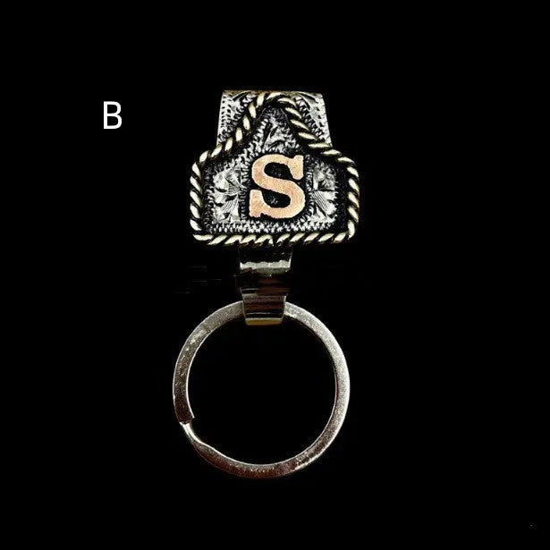 Handmade metal cow tag keychain with belt clip in a choice of 26 colours.