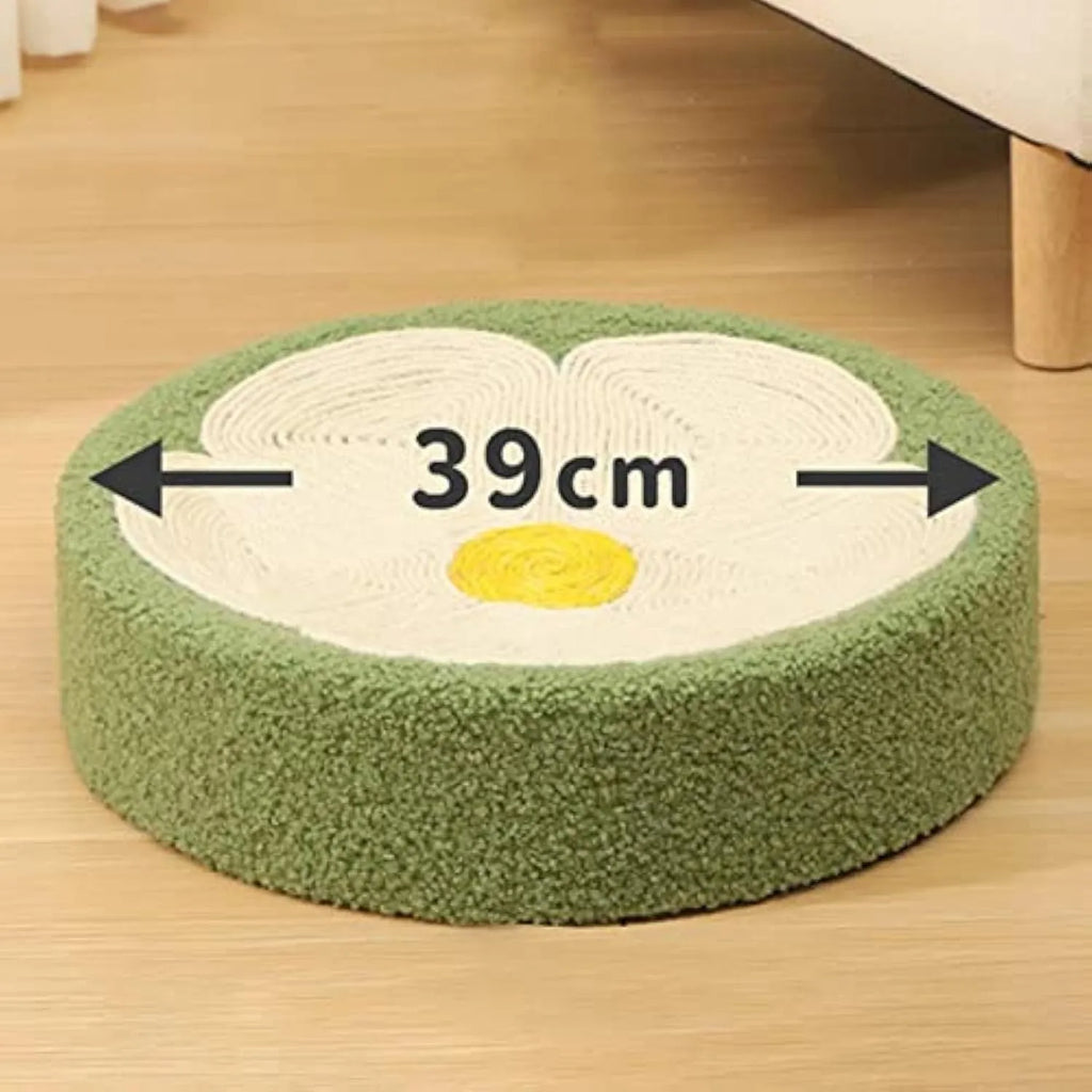 Green round sisal cat scratcher bowl lounge bed with deep bowl design for scratching and sleeping