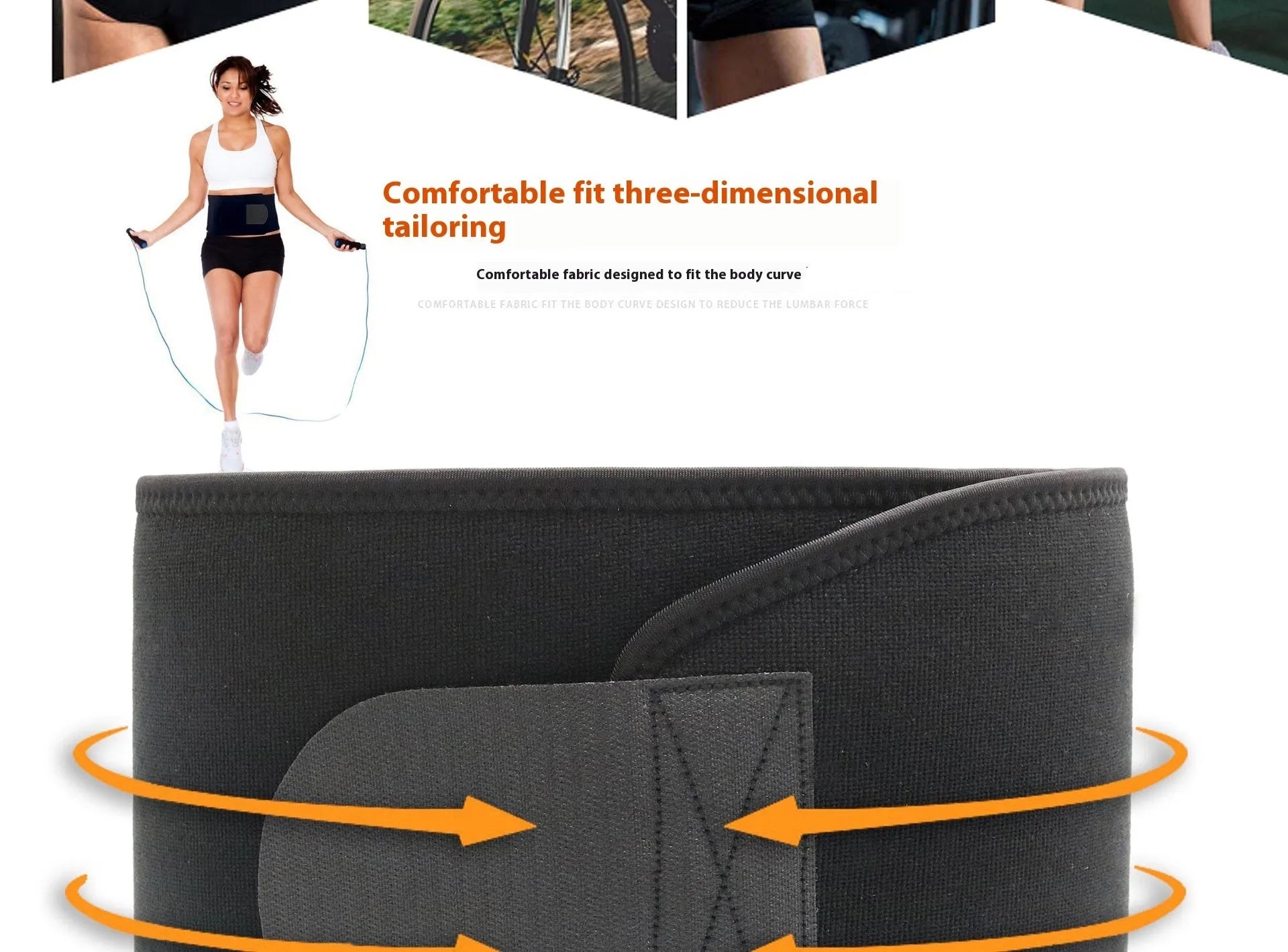 Neoprene fitness lumbar support belt for waist protection during running and sports