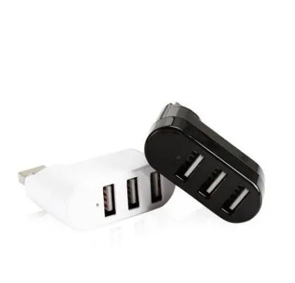Black and white USB 2.0 hub splitter with multiple expansion ports