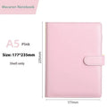 A5 PU leather zip-closure notebook shell in a solid colour, shown closed, for loose-leaf binders.