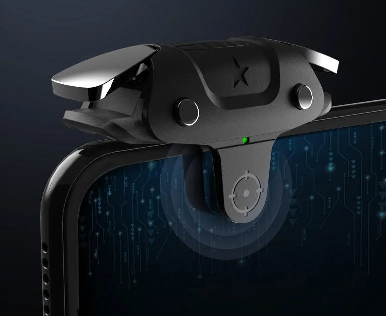 Black F5 Bluetooth mobile game controller showing 5cm length dimensions