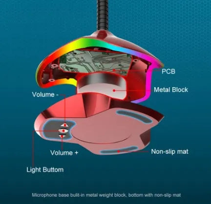 Black wired microphone with pop filter sponge and 3.5mm jack for computer recording