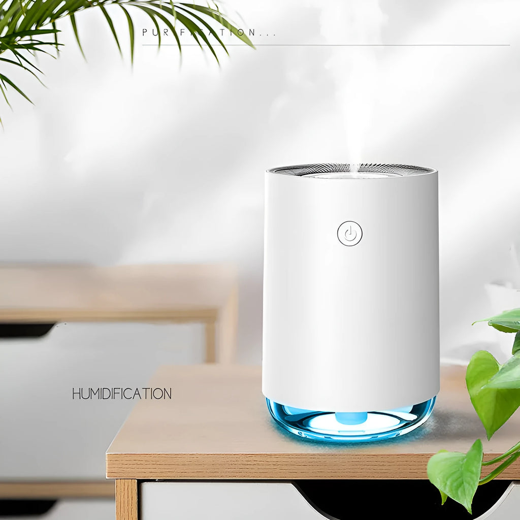 Night light humidifier spray diffuser in green colour with ABS PP build and compact design for home decor