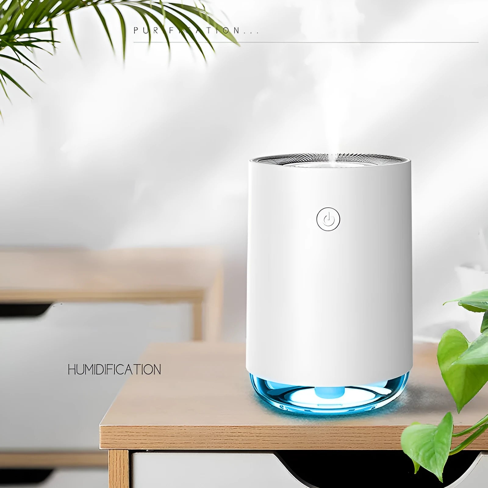 Night light humidifier spray diffuser in green colour with ABS PP build and compact design for home decor