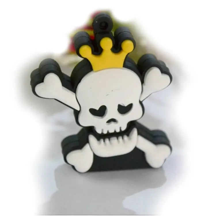 Halloween skeleton skull design USB flash drive with a small metal attachment chain.