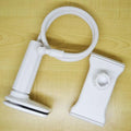 Aluminium alloy bedside phone holder with long flexible arm and saddle base mount