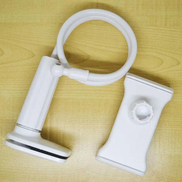 Aluminium alloy bedside phone holder with long flexible arm and saddle base mount