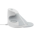 Black ergonomic vertical wired mouse for right-handed desktop computer use.