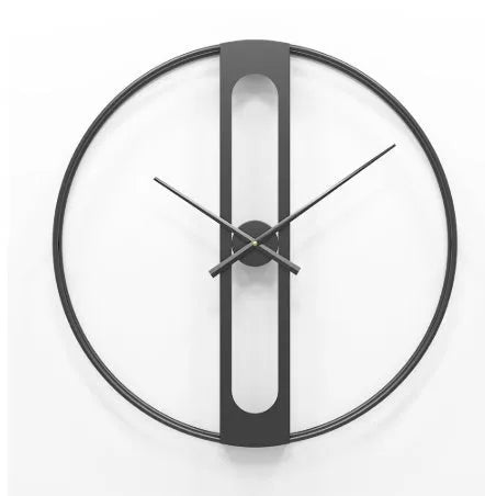 50cm round metal wall clock in black or gold finish with clear hour markers