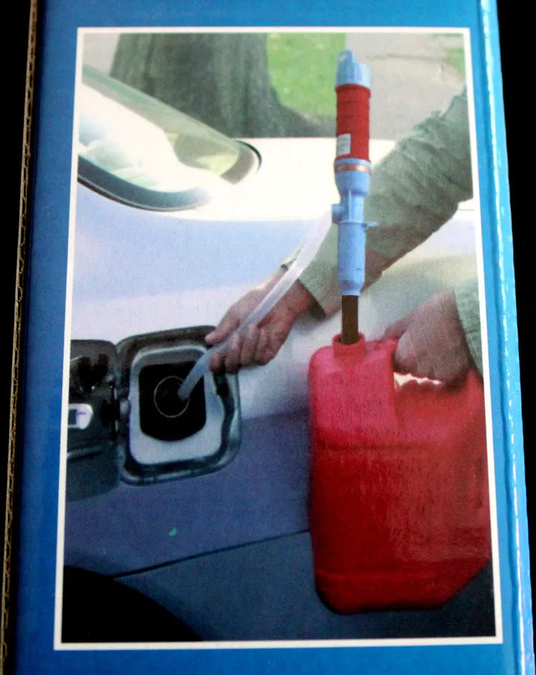 Blue manual siphon pump for fuel and liquid transfer