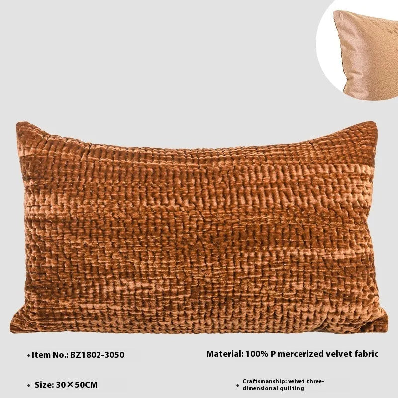 Chinese antique style quilted cushion pillow with mercerised velvet fabric in green, red, mocha, or orange colours