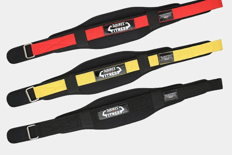 Nylon fitness weightlifting waistband belt in black, red and yellow colour options