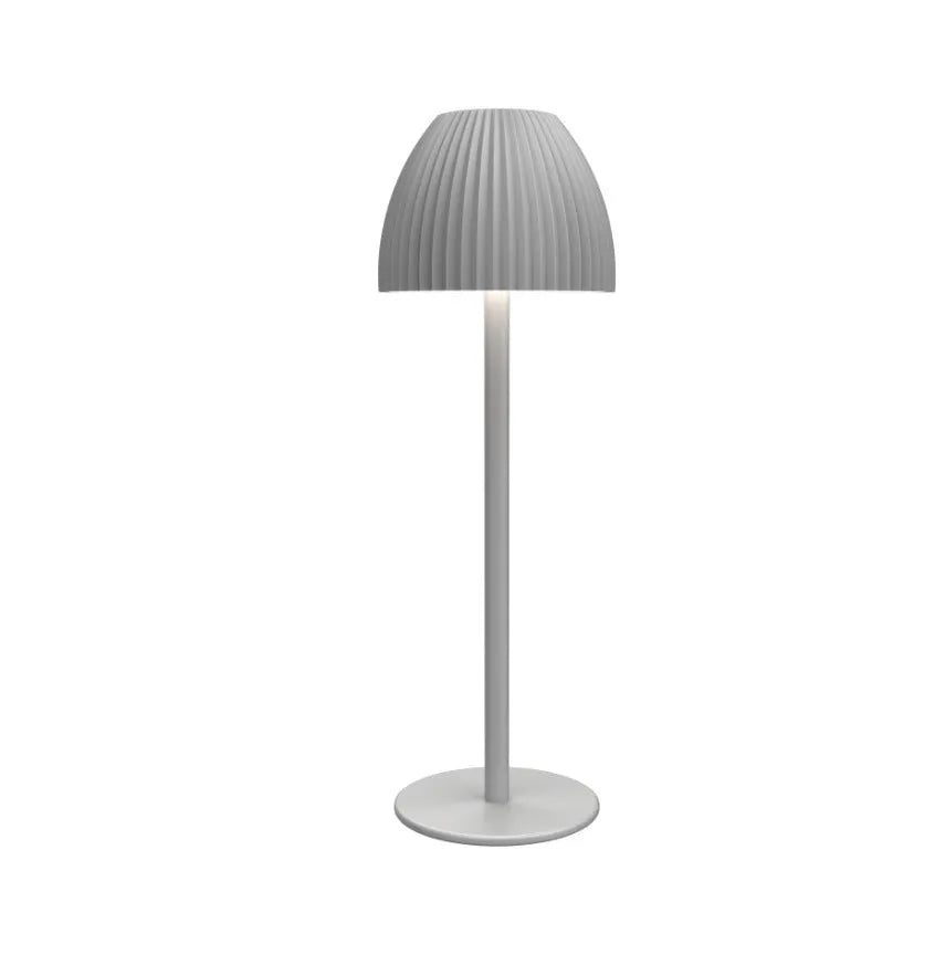 Modern dimmable USB rechargeable desk lamp with thin round base in black or white colour