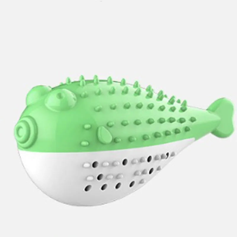 Blue silicone fish-shaped cat chew toy measuring 12.2cm long with textured surface