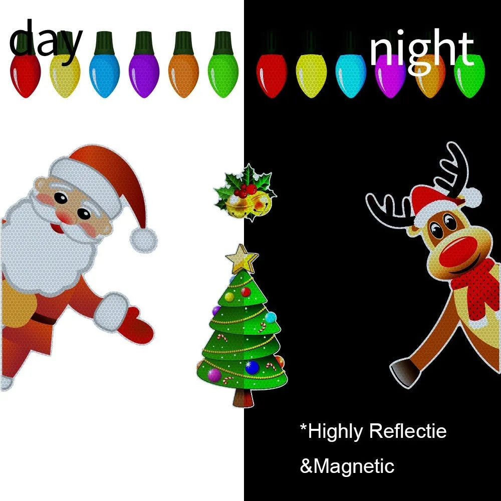 Medium Christmas elk reflective magnetic car decoration sticker in RFM025 six-thread colour