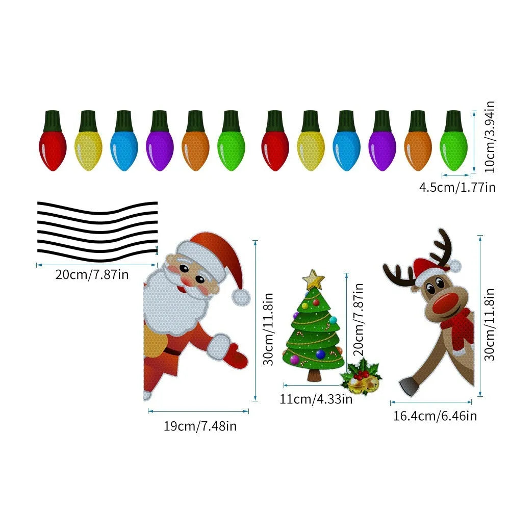 Medium Christmas elk reflective magnetic car decoration sticker in RFM025 six-thread colour
