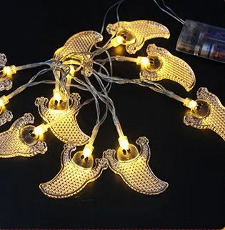 Halloween pumpkin LED string lights with ghost and bat decorations
