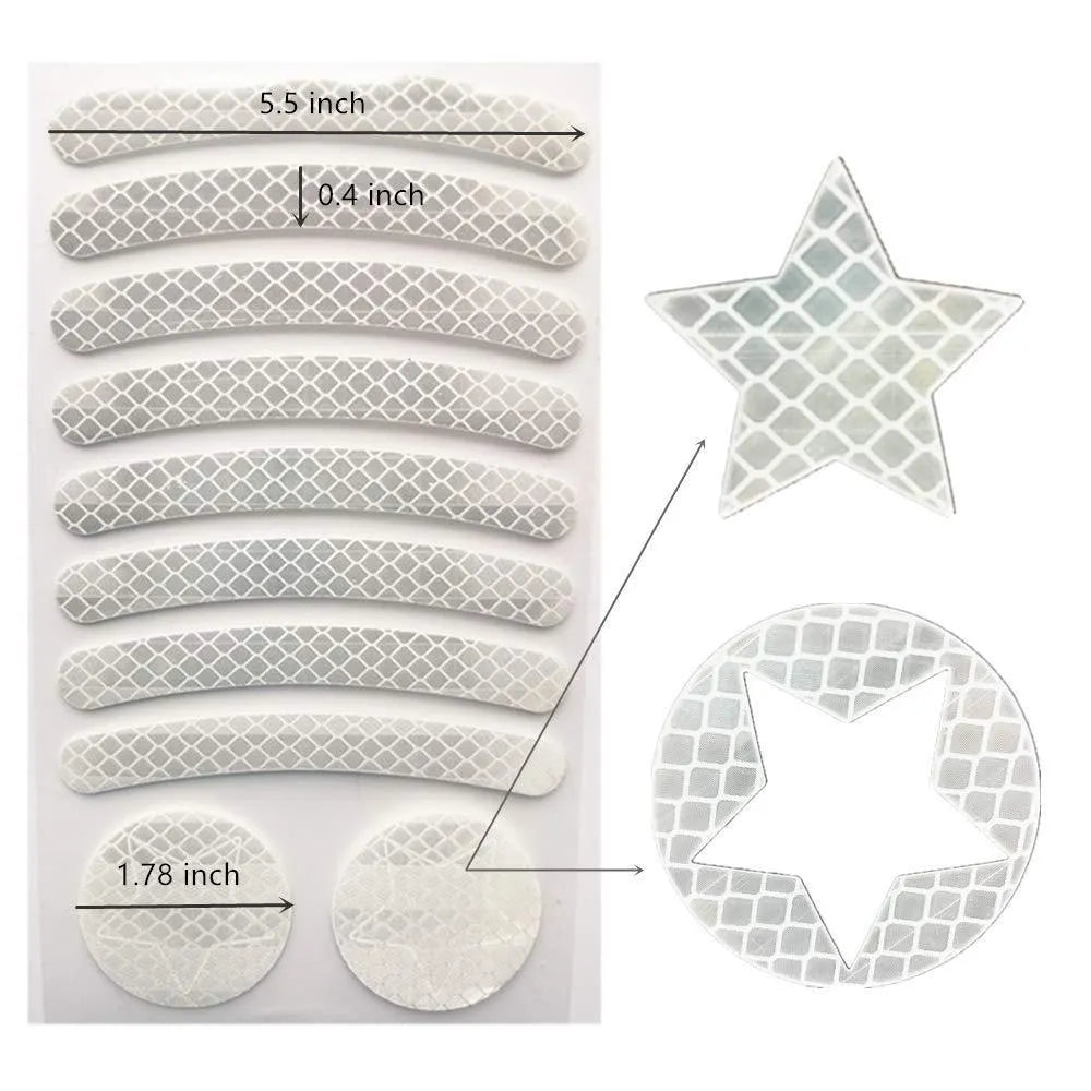 Bicycle reflective warning tape with geometric grid pattern in blue, yellow, red and white colours
