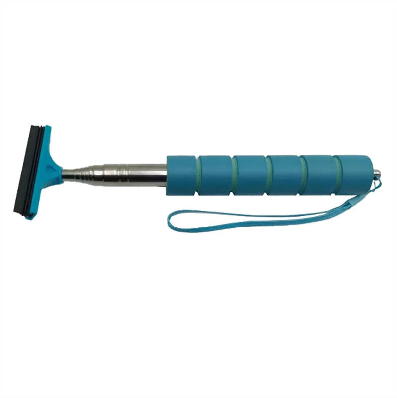 Retractable stainless steel car wiper extended to 100cm with rubber blade, shown in multiple colour options.