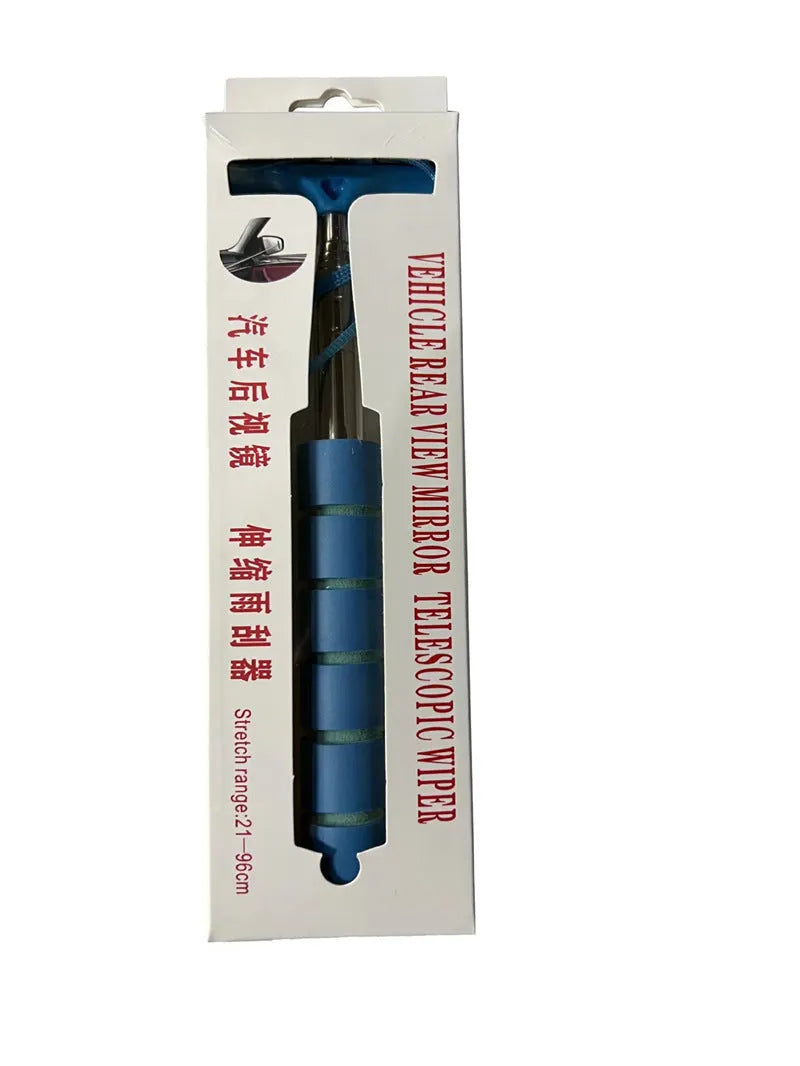 Retractable stainless steel car wiper extended to 100cm with rubber blade, shown in multiple colour options.