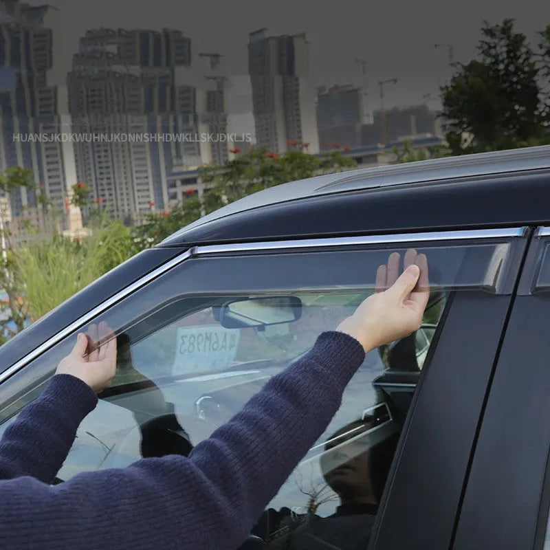 Mitsubishi Outlander window deflector set in engineering plastic with black or translucent options