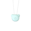 Mini USB portable air purifier necklace in pink, showing compact design with a wearable collar.
