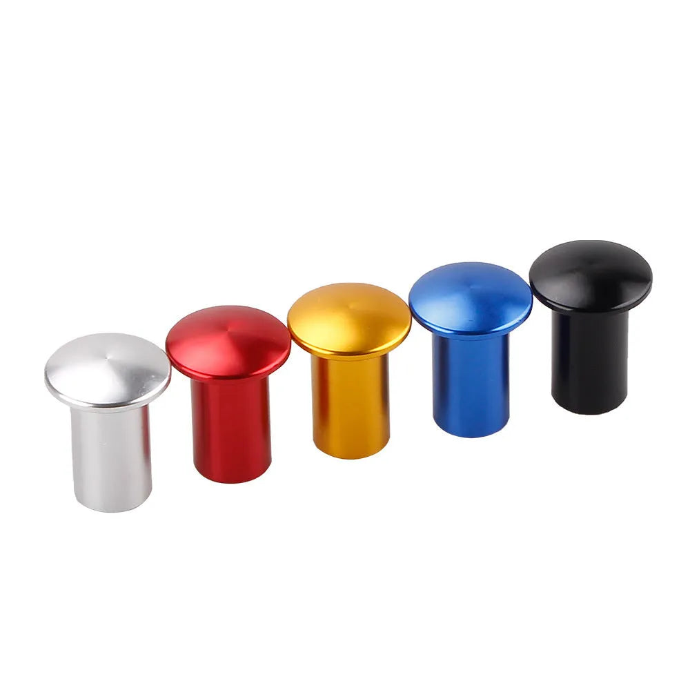 Aluminium alloy car handbrake replacement cap in gold, silver, black, blue, and red colours for vehicle modification