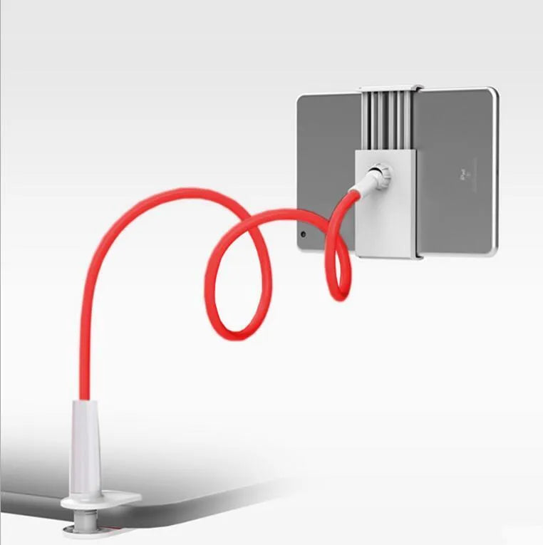 Aluminium alloy bedside phone holder with long flexible arm and saddle base mount