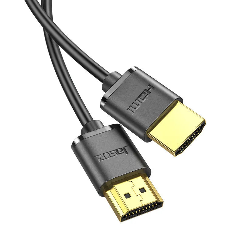 Thin flexible HDMI video cable with gold-plated connectors, available in multiple lengths.
