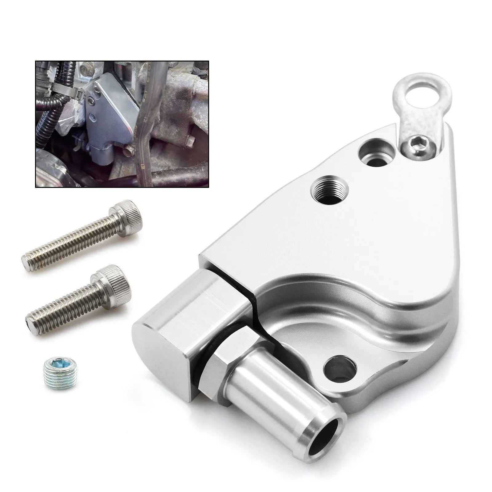 Billet aluminium intake manifold coolant adapter for K20 K24 engines with AN fittings